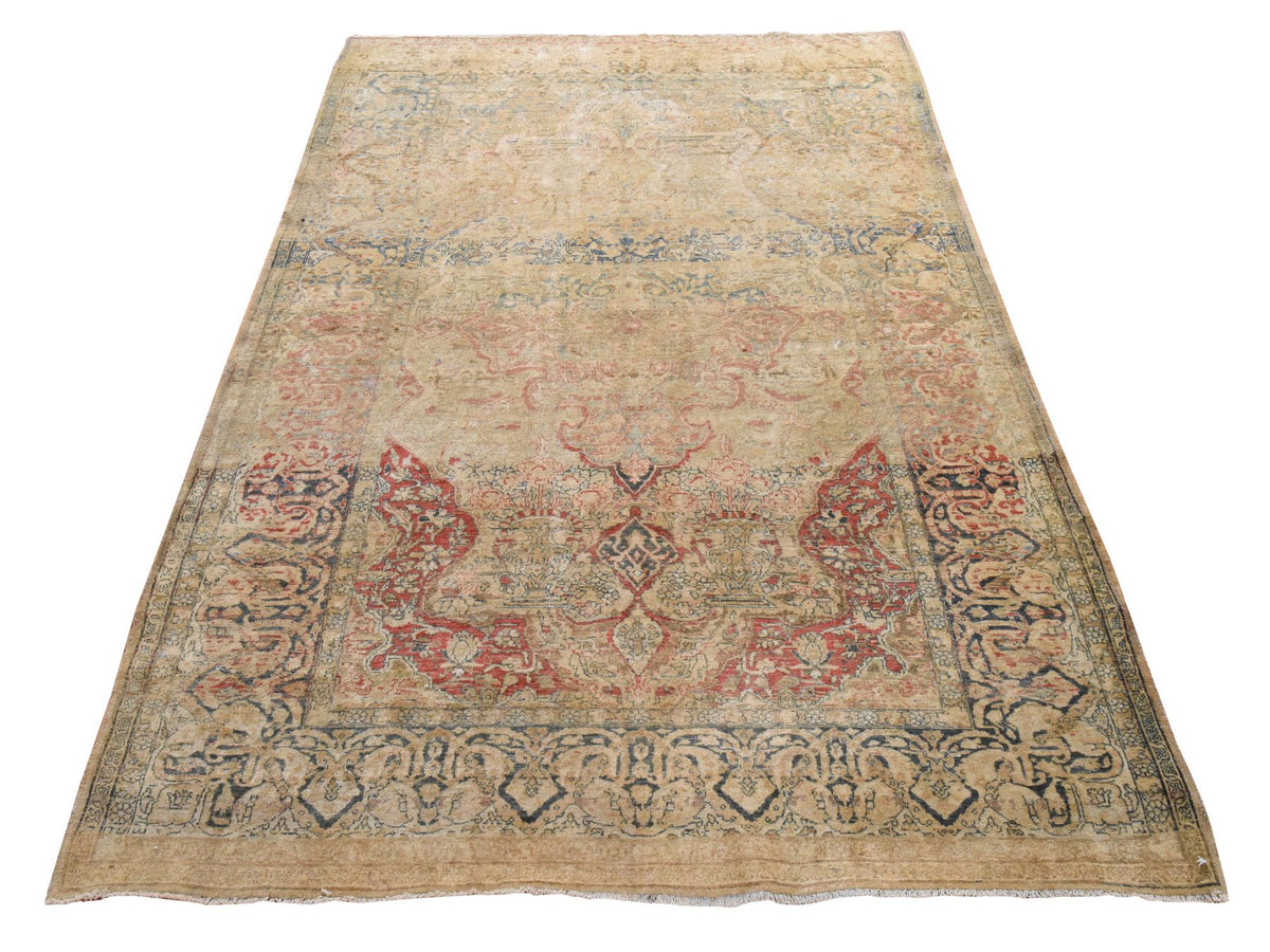 Persian Antique hand-knotted wool rug in Beige, 4'3" x 6'8", SKU O078914
