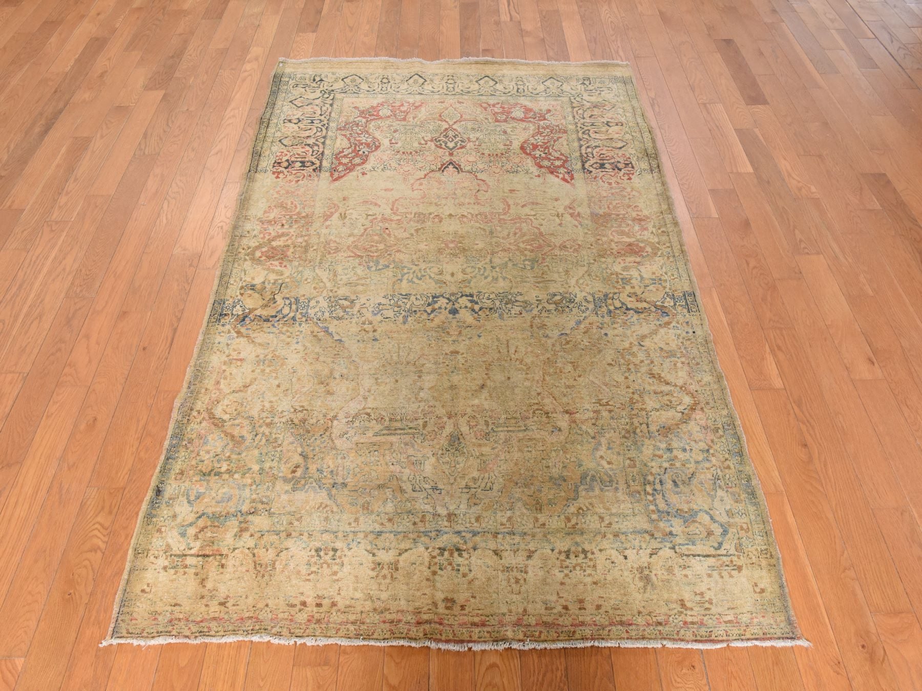 Persian Antique hand-knotted wool rug in Beige, 4'3" x 6'8", SKU O078914 (view 2)
