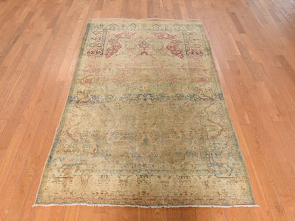 Persian Antique hand-knotted wool rug in Beige, 4'3" x 6'8", SKU O078914 (view 2)