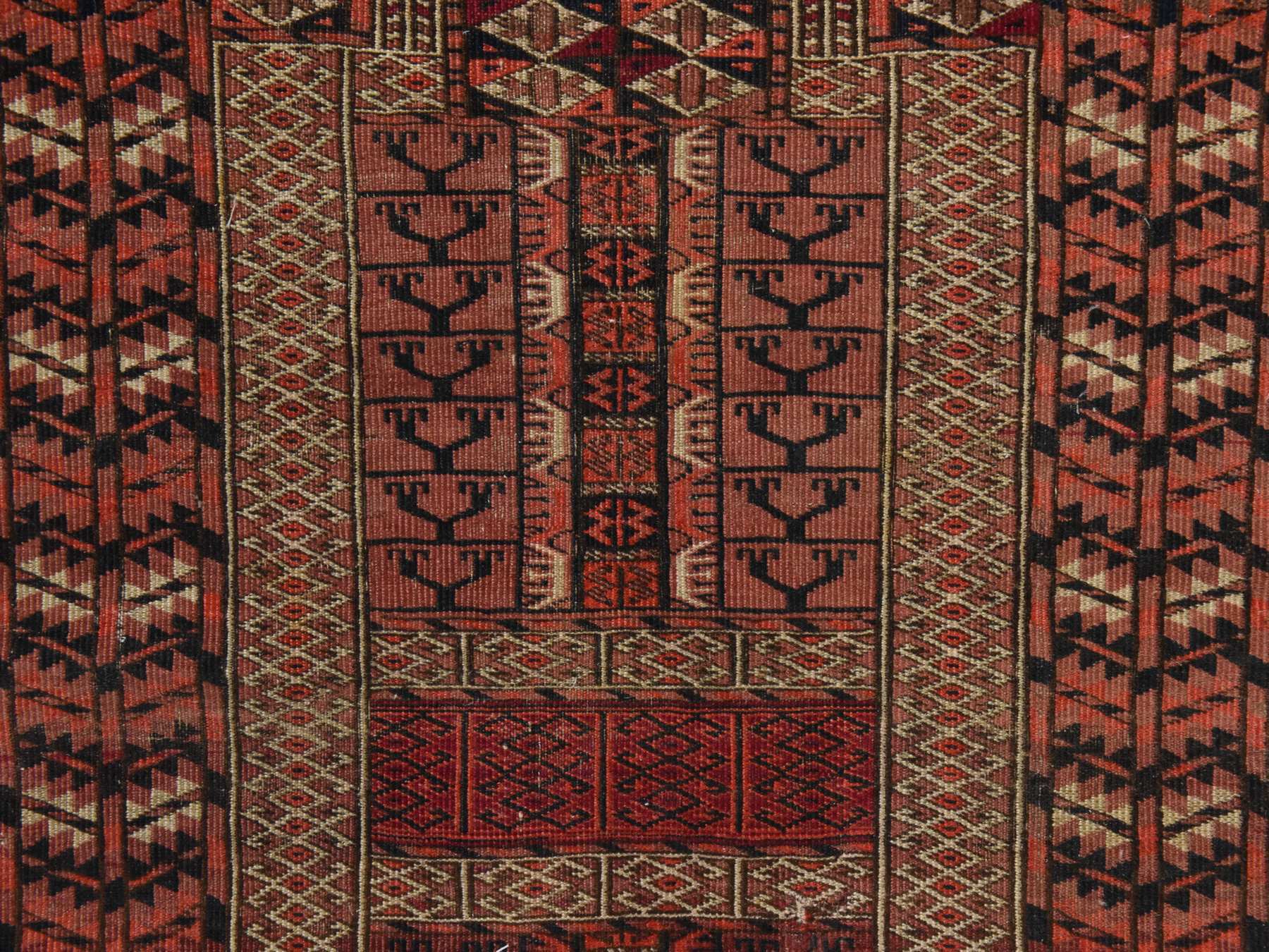 Antique hand-knotted wool rug in Red, 3'3" x 3'6", SKU O078915 (view 3)