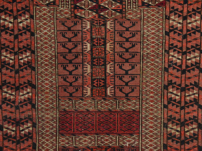 Antique hand-knotted wool rug in Red, 3'3" x 3'6", SKU O078915 (view 3)