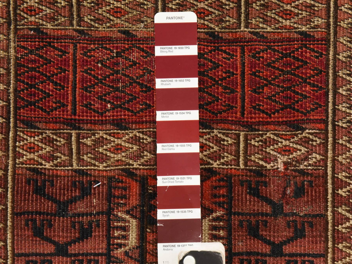 Antique hand-knotted wool rug in Red, 3'3" x 3'6", SKU O078915 (view 4)