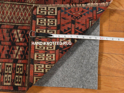 Antique hand-knotted wool rug in Red, 3'3" x 3'6", SKU O078915 (view 5)