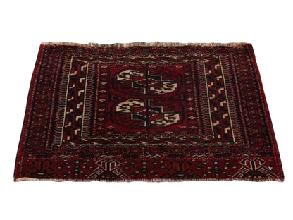 Antique hand-knotted wool rug in Red, 1'6" x 2'1", SKU O078916