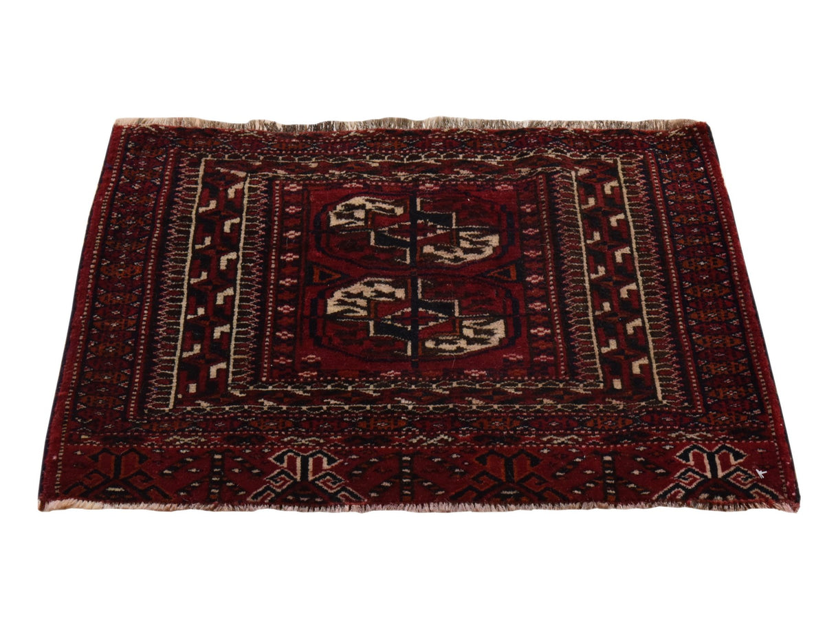 Antique hand-knotted wool rug in Red, 1'6" x 2'1", SKU O078916