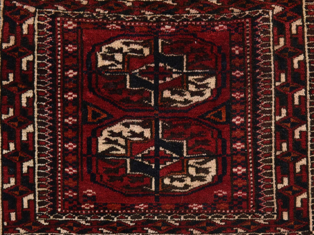 Antique hand-knotted wool rug in Red, 1'6" x 2'1", SKU O078916 (view 3)