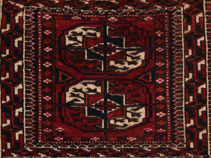 Antique hand-knotted wool rug in Red, 1'6" x 2'1", SKU O078916 (view 3)