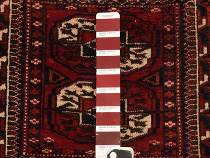 Antique hand-knotted wool rug in Red, 1'6" x 2'1", SKU O078916 (view 4)