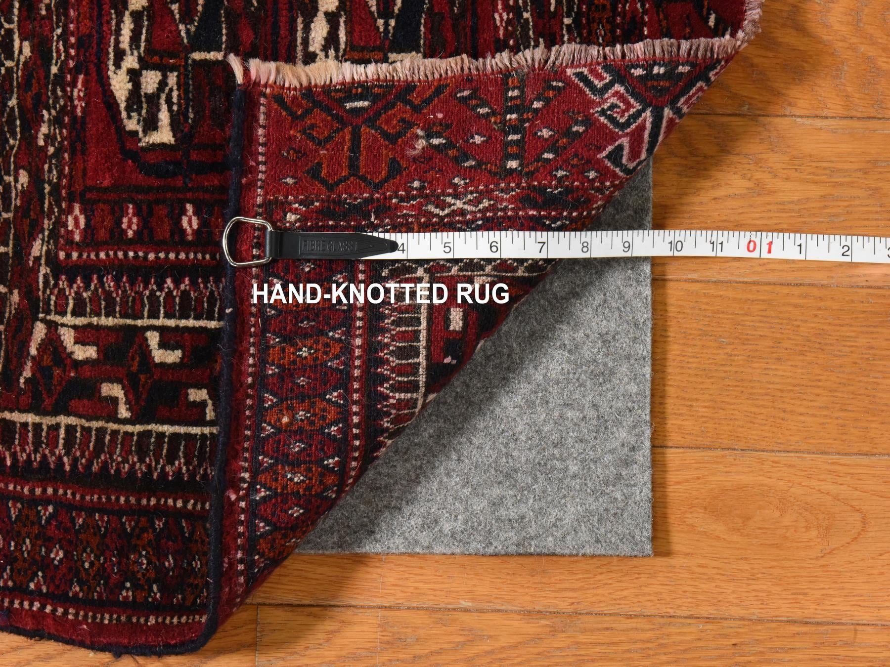 Antique hand-knotted wool rug in Red, 1'6" x 2'1", SKU O078916 (view 5)