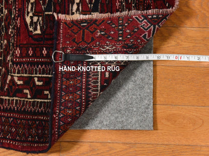 Antique hand-knotted wool rug in Red, 1'6" x 2'1", SKU O078916 (view 5)