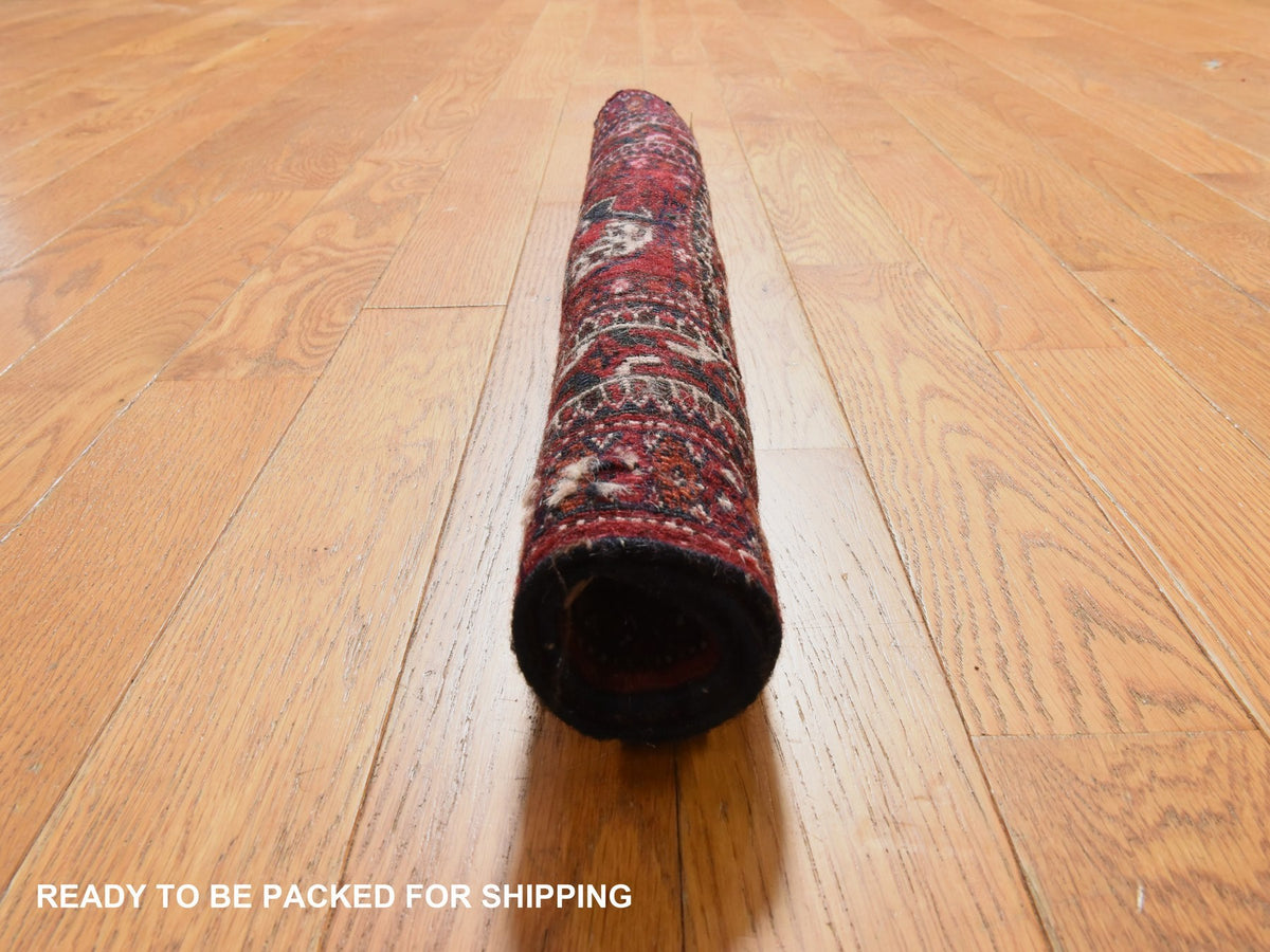Antique hand-knotted wool rug in Red, 1'6" x 2'1", SKU O078916 (view 7)