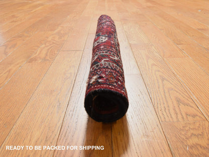 Antique hand-knotted wool rug in Red, 1'6" x 2'1", SKU O078916 (view 7)
