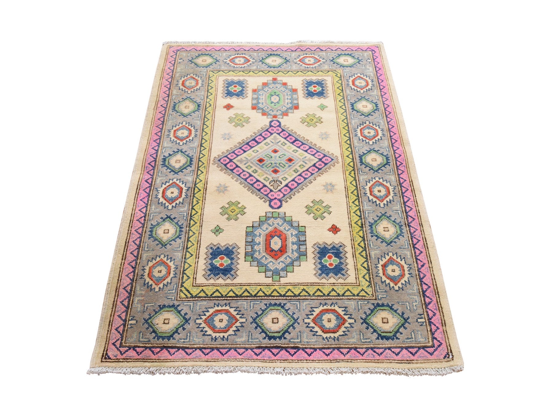 Kazak Kazak hand-knotted wool rug in Ivory, 3'2" x 4'10", SKU O078917