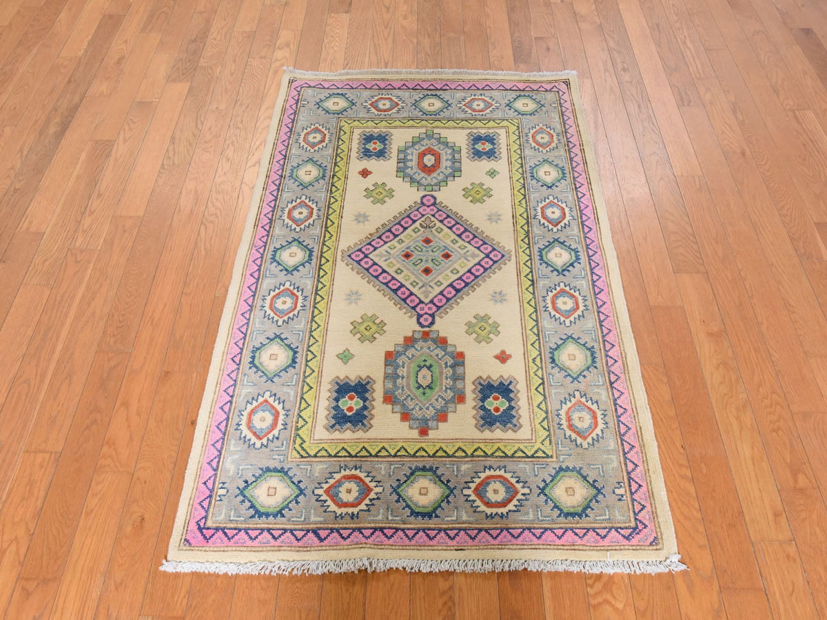 Kazak Kazak hand-knotted wool rug in Ivory, 3'2" x 4'10", SKU O078917 (view 2)