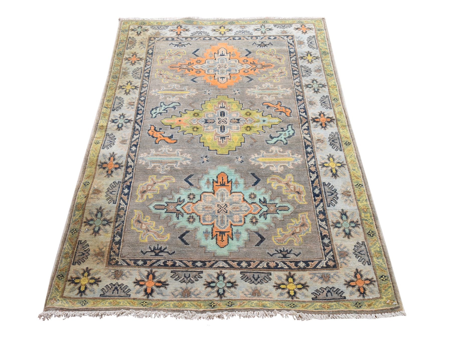 Kazak Kazak hand-knotted wool rug in Gray, 3'3" x 5', SKU O078918