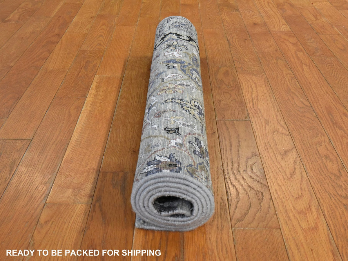 Transitional hand-knotted silk rug in Green, 3' x 5'3", SKU O078919 (view 7)
