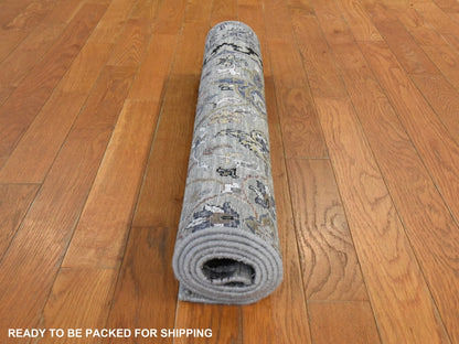 Transitional hand-knotted silk rug in Green, 3' x 5'3", SKU O078919 (view 7)