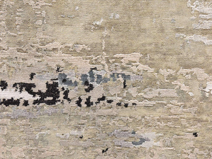 Modern / Contemporary hand-knotted wool/silk rug in Beige, 3' x 4'10", SKU O078920 (view 3)