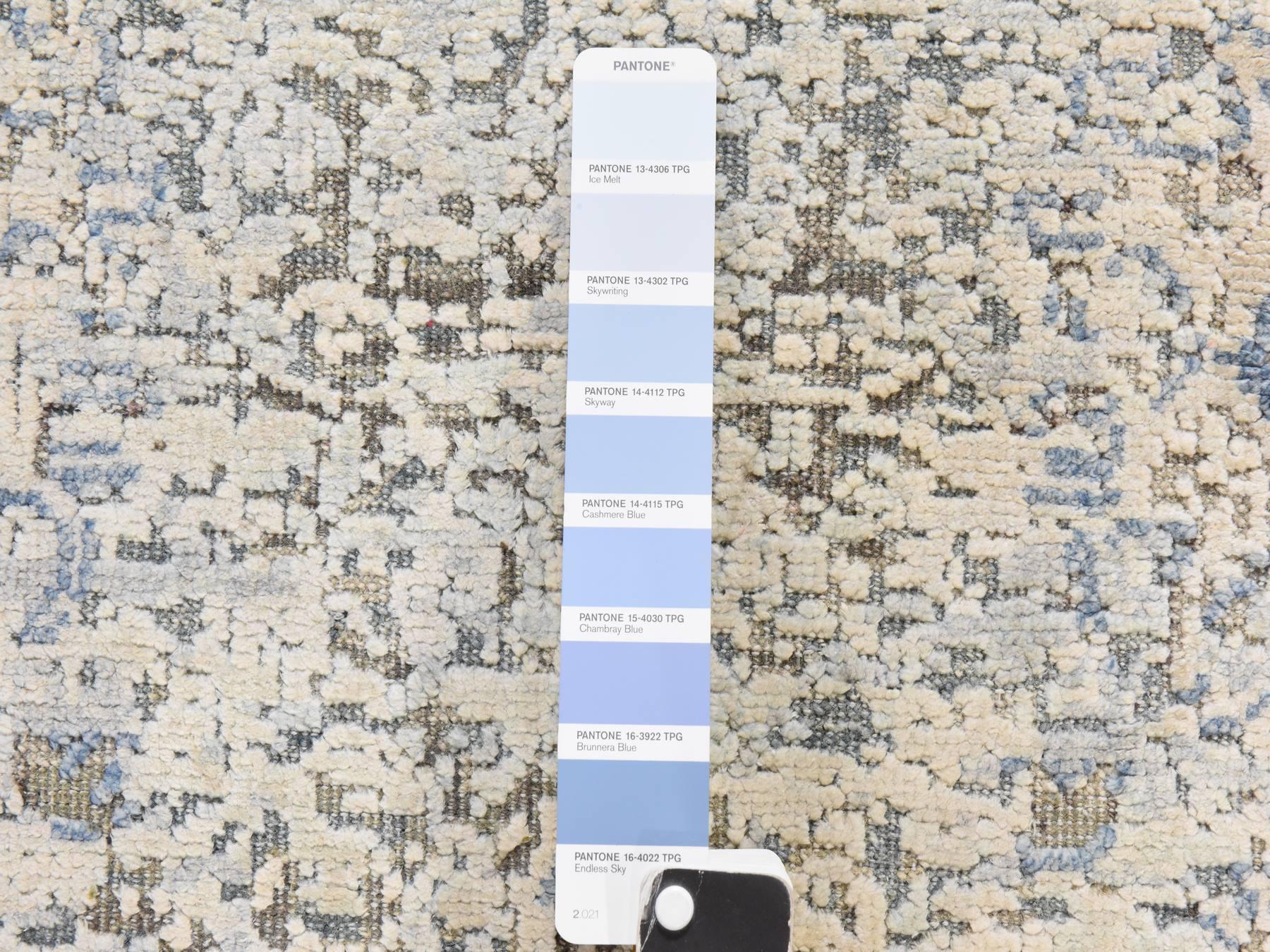 Oushak Transitional hand-knotted wool/silk runner in Ivory, 2'6" x 6', SKU O078921 (view 4)