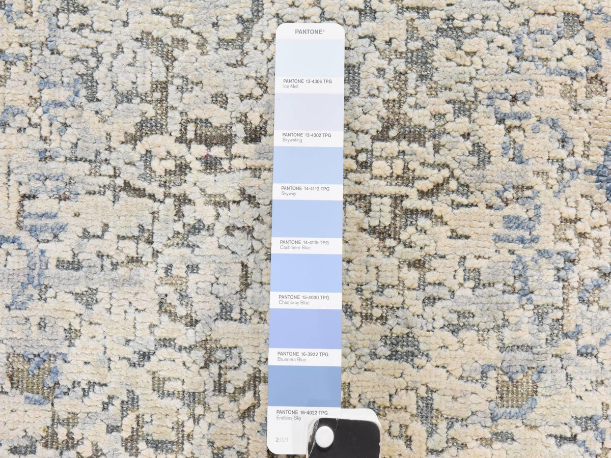 Oushak Transitional hand-knotted wool/silk runner in Ivory, 2'6" x 6', SKU O078921 (view 4)