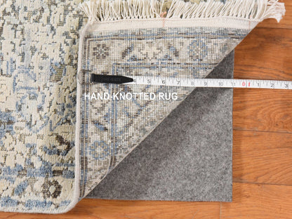 Oushak Transitional hand-knotted wool/silk runner in Ivory, 2'6" x 6', SKU O078921 (view 5)