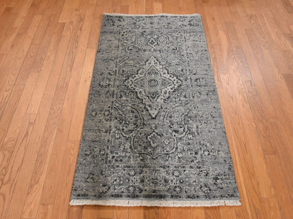Persian Transitional hand-knotted wool/silk rug in Gray, 3'1" x 5'1", SKU O078922 (view 2)