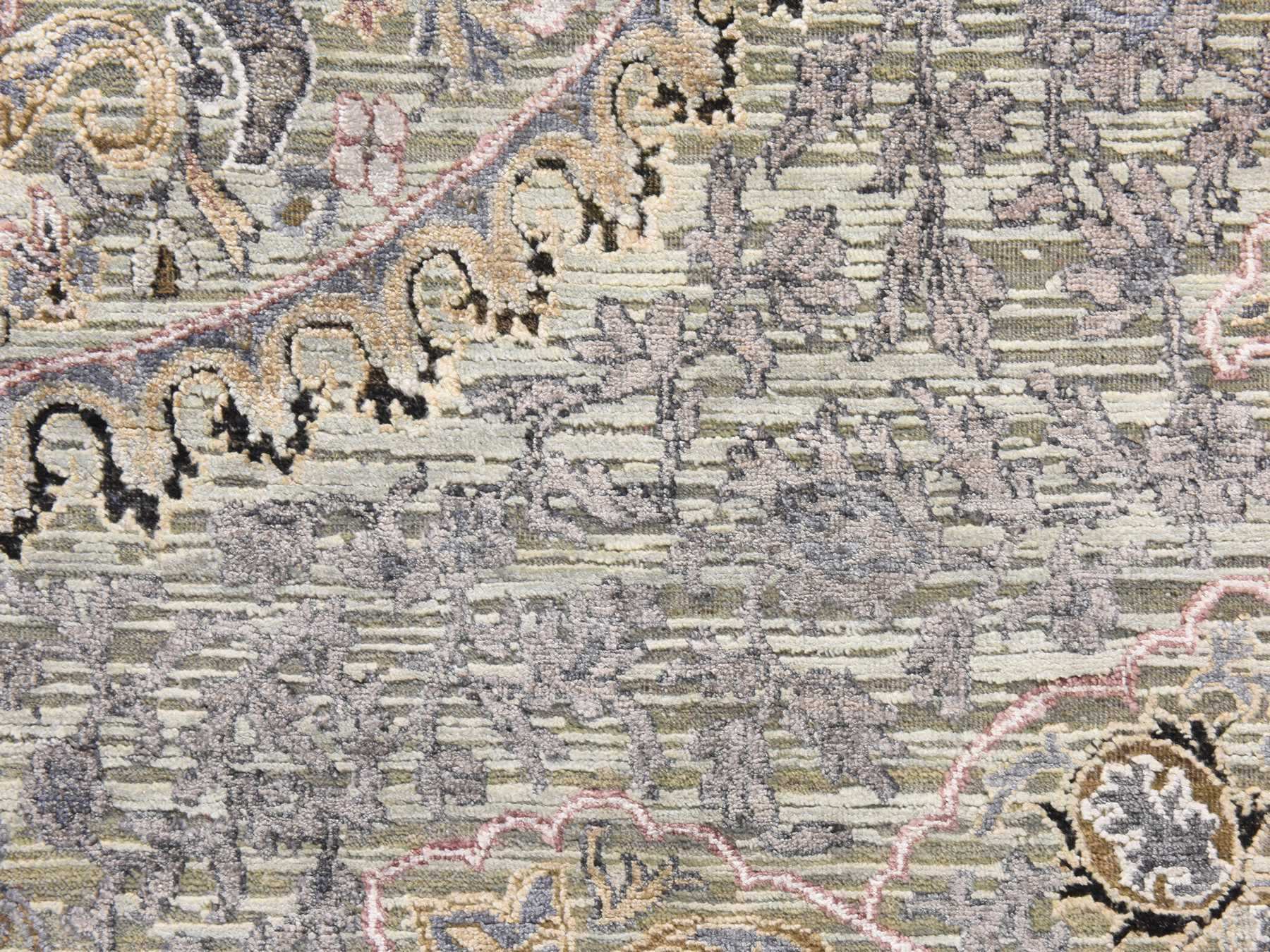 Transitional hand-knotted silk rug in Green, 3' x 5'3", SKU O078923 (view 3)