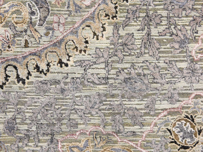 Transitional hand-knotted silk rug in Green, 3' x 5'3", SKU O078923 (view 3)