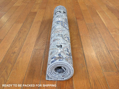 Transitional hand-knotted silk rug in Green, 3' x 5'3", SKU O078923 (view 7)