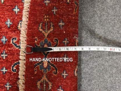Kazak Kazak hand-knotted wool rug in Red, 9'7" x 9'7", SKU O078925 (view 6)