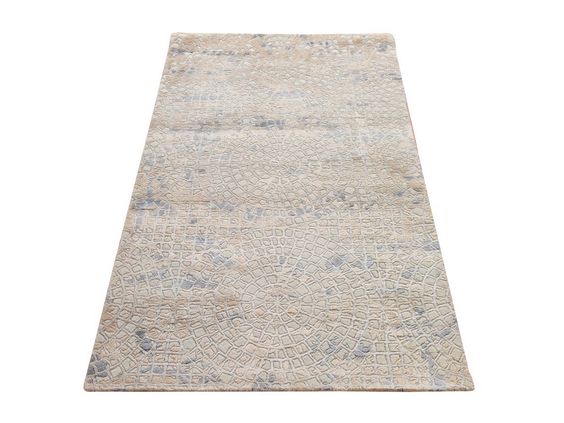 Modern / Contemporary hand-knotted wool/silk rug in Beige, 3' x 5', SKU O078926