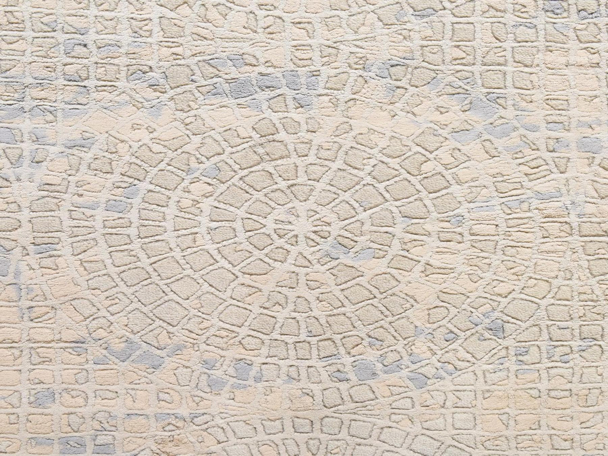 Modern / Contemporary hand-knotted wool/silk rug in Beige, 3' x 5', SKU O078926 (view 3)