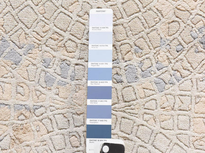 Modern / Contemporary hand-knotted wool/silk rug in Beige, 3' x 5', SKU O078926 (view 4)