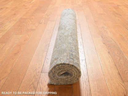 Modern / Contemporary hand-knotted wool/silk rug in Beige, 3' x 5', SKU O078926 (view 7)