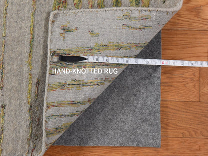 Maharaja hand-knotted wool/silk rug in Gray, 9' x 11'7", SKU O078928 (view 7)
