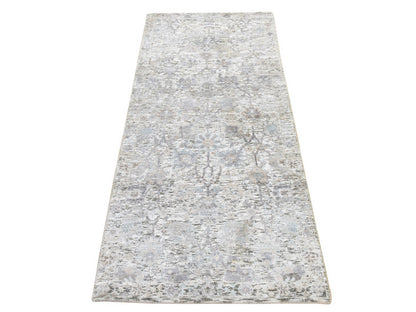 Tabriz Transitional hand-knotted silk runner in Ivory, 2'6" x 6'2", SKU O078929