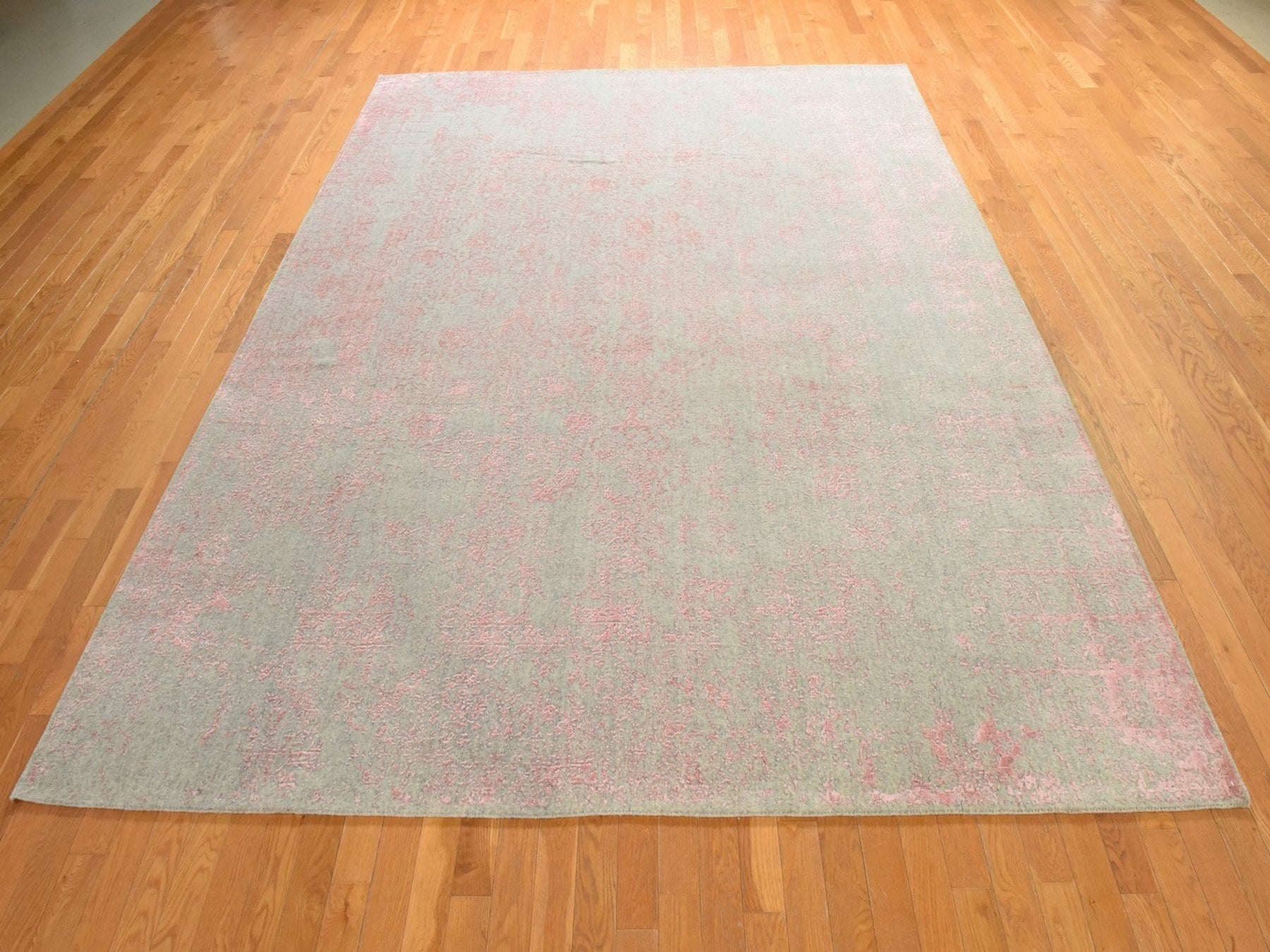 Transitional Transitional hand-knotted wool/silk rug in Pink, 9' x 12', SKU O078933 (view 2)