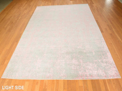 Transitional Transitional hand-knotted wool/silk rug in Pink, 9' x 12', SKU O078933 (view 3)