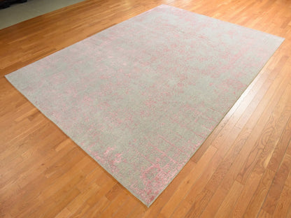 Transitional Transitional hand-knotted wool/silk rug in Pink, 9' x 12', SKU O078933 (view 4)