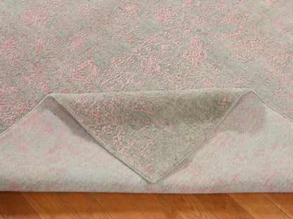 Transitional Transitional hand-knotted wool/silk rug in Pink, 9' x 12', SKU O078933 (view 8)