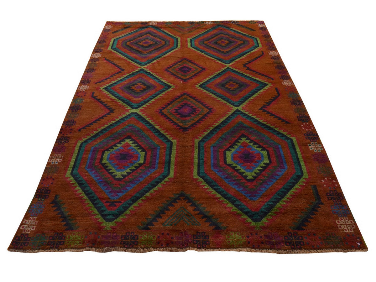 Baluch Tribal hand-knotted wool rug in Brown, 6' x 8', SKU O078935
