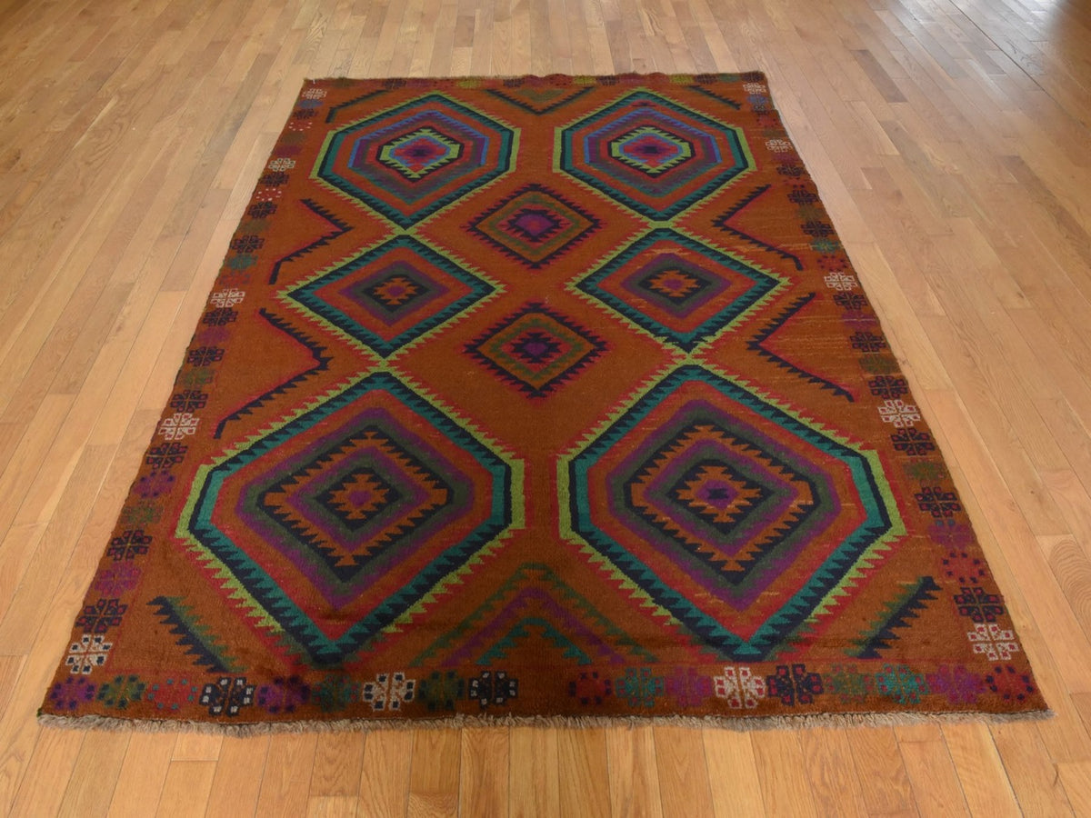 Baluch Tribal hand-knotted wool rug in Brown, 6' x 8', SKU O078935 (view 2)