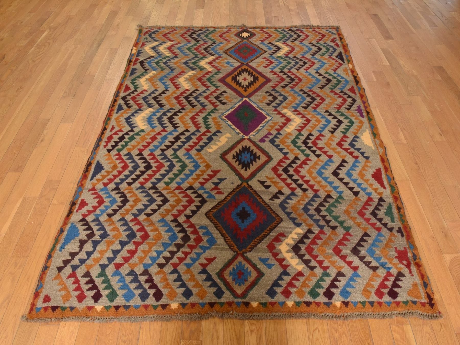 Tribal Tribal hand-knotted wool rug in Gray, 5'8" x 7'6", SKU O078937 (view 2)