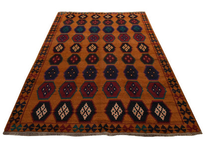 Baluch Tribal hand-knotted wool rug in Orange, 6' x 7'10", SKU O078938