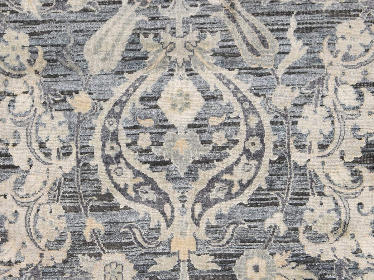  hand-knotted wool/silk runner in Gray, 3' x 12'2", SKU O078940 (view 3)
