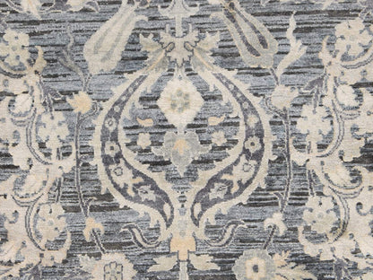  hand-knotted wool/silk runner in Gray, 3' x 12'2", SKU O078940 (view 3)