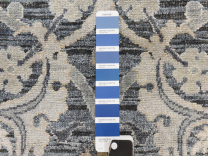  hand-knotted wool/silk runner in Gray, 3' x 12'2", SKU O078940 (view 4)