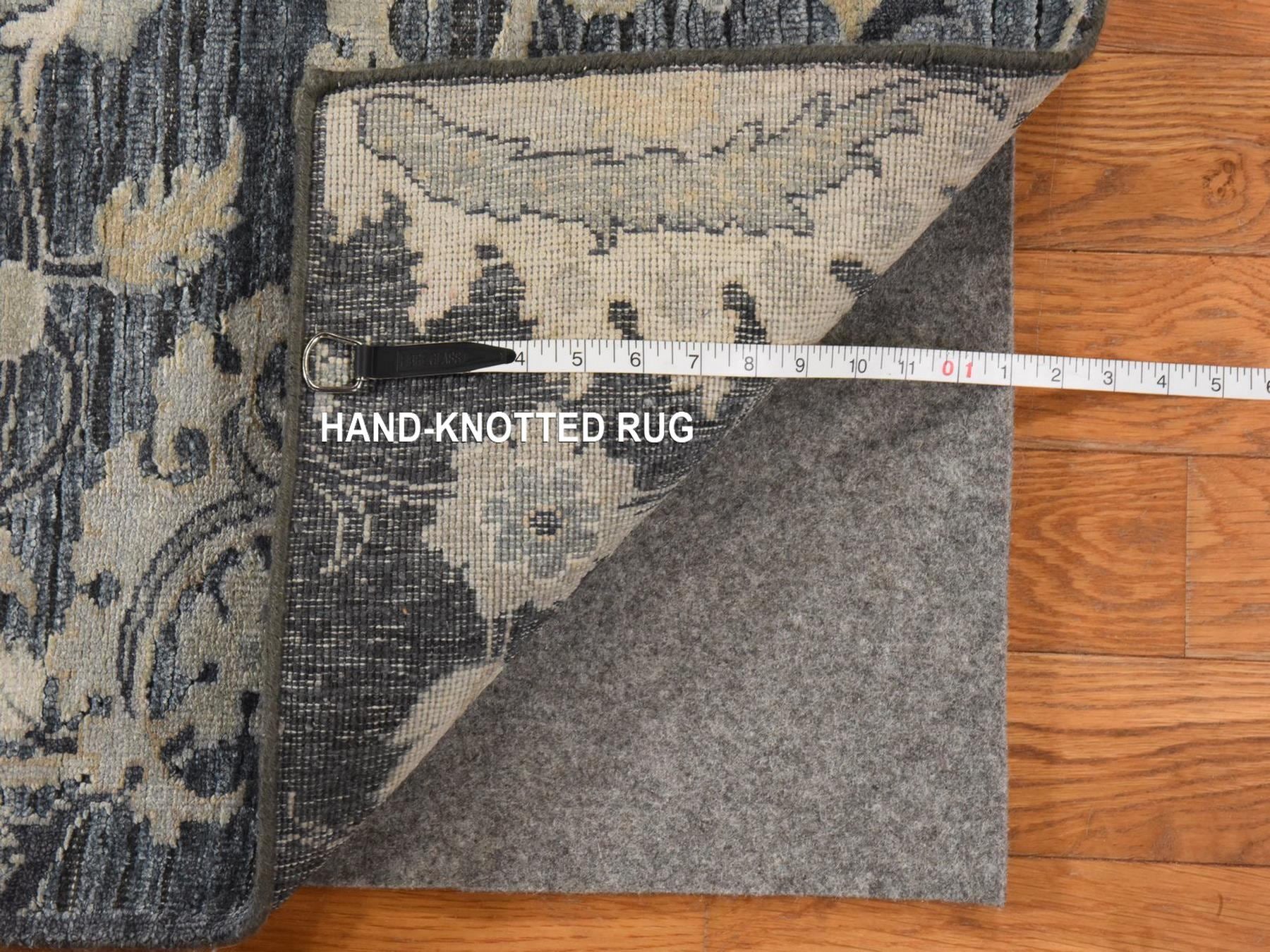  hand-knotted wool/silk runner in Gray, 3' x 12'2", SKU O078940 (view 5)