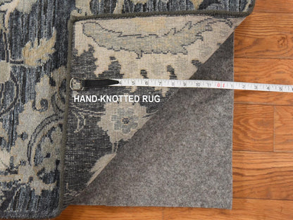 hand-knotted wool/silk runner in Gray, 3' x 12'2", SKU O078940 (view 5)