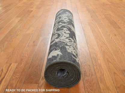  hand-knotted wool/silk runner in Gray, 3' x 12'2", SKU O078940 (view 7)